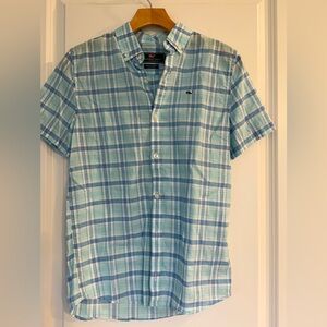 Vineyard Vines Boy’s Light Blue Plaid Button Down Shirt